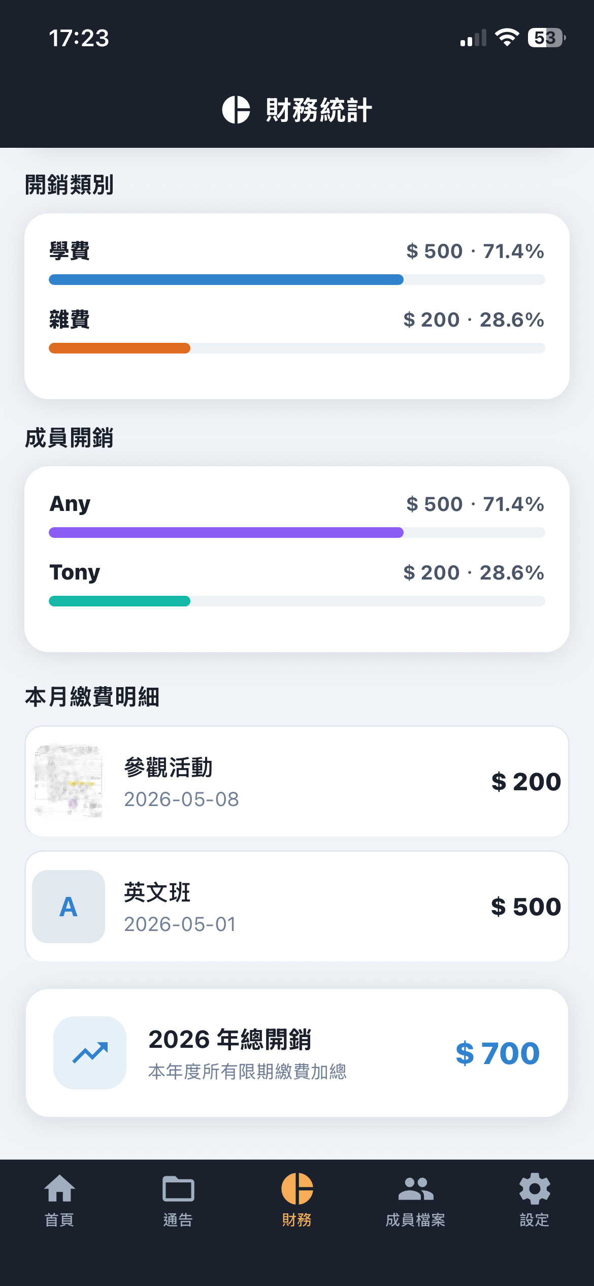 財務明細與記帳截圖
